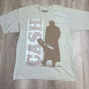 Johnny Cash Graphic T-Shirt Size S/M Beige Khaki Unisex Country Music Tee